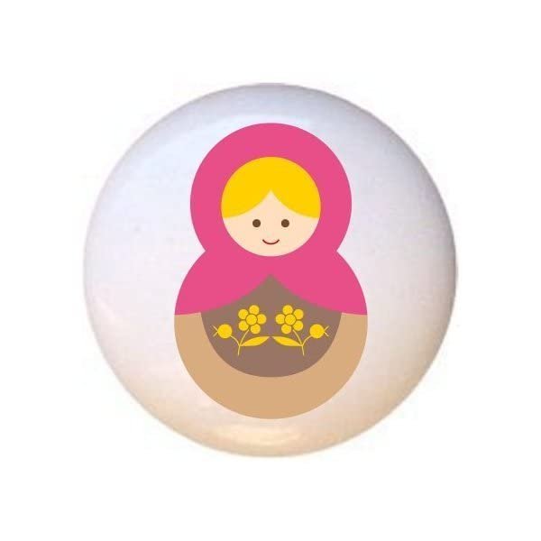 Doll Design #AJ016 - Matryoshka Russian Nesting Dolls Stacking Tea Dolls - DECORATIVE Glossy CERAMIC Cupboard Cabinet PULLS Dresser Drawer KNOBS
