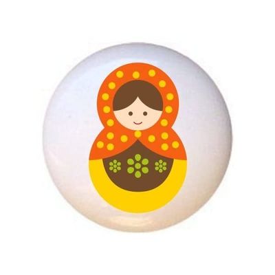 Doll Design #AJ017 - Matryoshka Russian Nesting Dolls Stacking Tea Dolls - DECORATIVE Glossy CERAMIC Cupboard Cabinet PULLS Dresser Drawer KNOBS