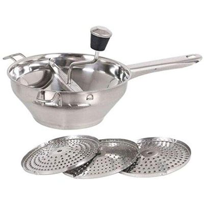 Mi Cocina 135272 A La Cuina Steel Masher with 3 Discs, Multicoloured, 20 cm