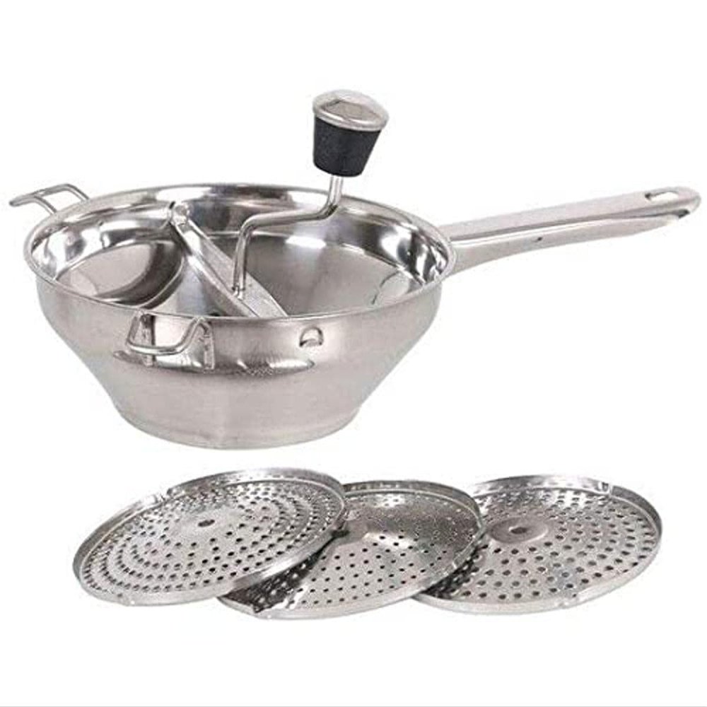 Mi Cocina 135272 A La Cuina Steel Masher with 3 Discs, Multicoloured, 20 cm