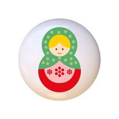 Doll Design #AJ008 - Matryoshka Russian Nesting Dolls Stacking Tea Dolls - DECORATIVE Glossy CERAMIC Cupboard Cabinet PULLS Dresser Drawer KNOBS