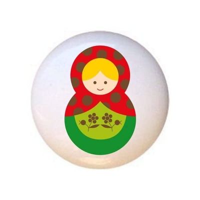 Doll Design #AJ020 - Matryoshka Russian Nesting Dolls Stacking Tea Dolls - DECORATIVE Glossy CERAMIC Cupboard Cabinet PULLS Dresser Drawer KNOBS