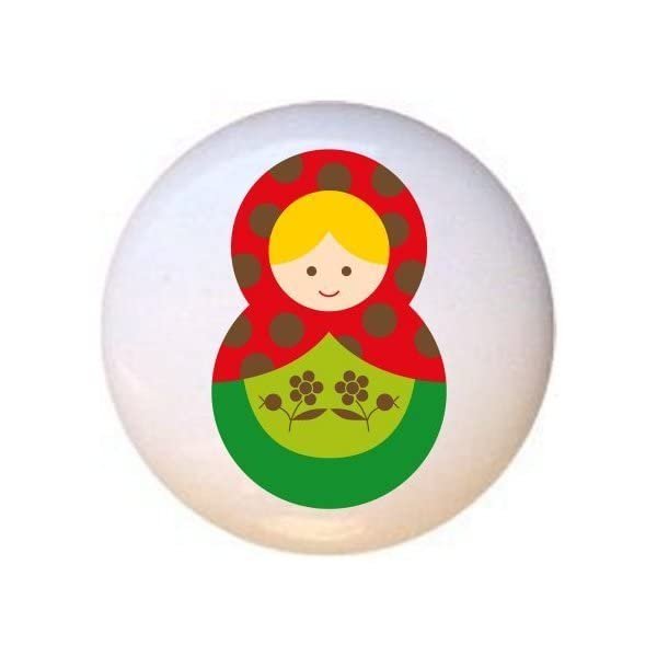 Doll Design #AJ020 - Matryoshka Russian Nesting Dolls Stacking Tea Dolls - DECORATIVE Glossy CERAMIC Cupboard Cabinet PULLS Dresser Drawer KNOBS