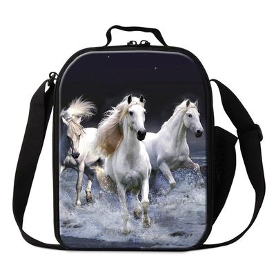 Dispalang Horse 3D Printed Lunch Bags for Children Small Insulated Cooler Bag Messenger Lunch Box Bags