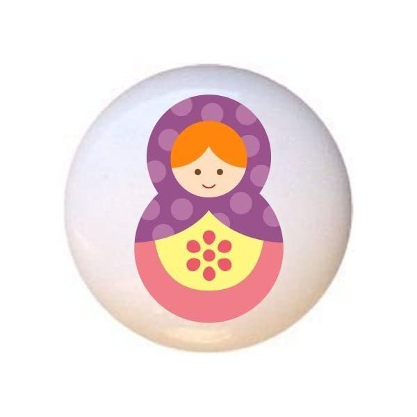 Doll Design #AJ015 - Matryoshka Russian Nesting Dolls Stacking Tea Dolls - DECORATIVE Glossy CERAMIC Cupboard Cabinet PULLS Dresser Drawer KNOBS