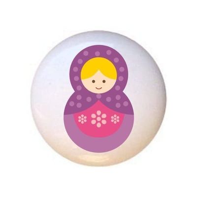 Doll Design #AJ007 - Matryoshka Russian Nesting Dolls Stacking Tea Dolls - DECORATIVE Glossy CERAMIC Cupboard Cabinet PULLS Dresser Drawer KNOBS