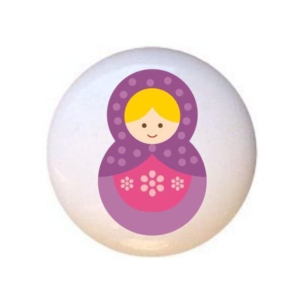 Doll Design #AJ007 - Matryoshka Russian Nesting Dolls Stacking Tea Dolls - DECORATIVE Glossy CERAMIC Cupboard Cabinet PULLS Dresser Drawer KNOBS
