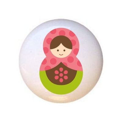 Doll Design #AJ010 - Matryoshka Russian Nesting Dolls Stacking Tea Dolls - DECORATIVE Glossy CERAMIC Cupboard Cabinet PULLS Dresser Drawer KNOBS