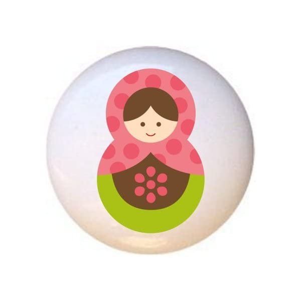 Doll Design #AJ010 - Matryoshka Russian Nesting Dolls Stacking Tea Dolls - DECORATIVE Glossy CERAMIC Cupboard Cabinet PULLS Dresser Drawer KNOBS