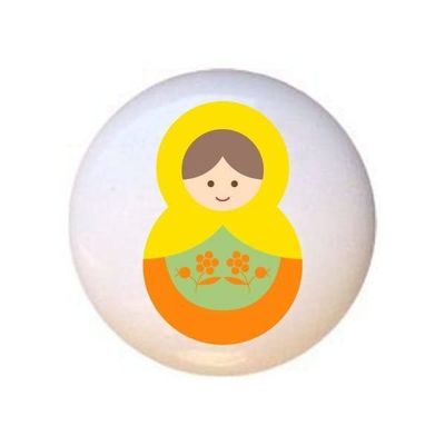 Doll Design #AJ003 - Matryoshka Russian Nesting Dolls Stacking Tea Dolls - DECORATIVE Glossy CERAMIC Cupboard Cabinet PULLS Dresser Drawer KNOBS