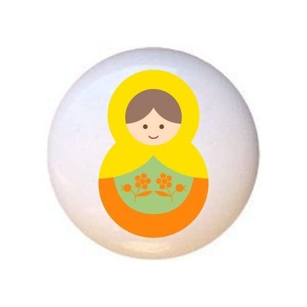 Doll Design #AJ003 - Matryoshka Russian Nesting Dolls Stacking Tea Dolls - DECORATIVE Glossy CERAMIC Cupboard Cabinet PULLS Dresser Drawer KNOBS