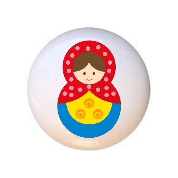 Doll Design #AJ006 - Matryoshka Russian Nesting Dolls Stacking Tea Dolls - DECORATIVE Glossy CERAMIC Cupboard Cabinet PULLS Dresser Drawer KNOBS