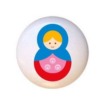 Doll Design #AJ012 - Matryoshka Russian Nesting Dolls Stacking Tea Dolls - DECORATIVE Glossy CERAMIC Cupboard Cabinet PULLS Dresser Drawer KNOBS