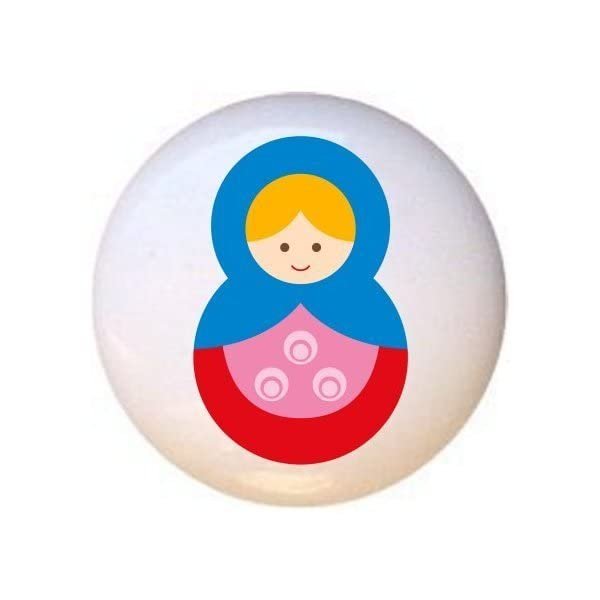 Doll Design #AJ012 - Matryoshka Russian Nesting Dolls Stacking Tea Dolls - DECORATIVE Glossy CERAMIC Cupboard Cabinet PULLS Dresser Drawer KNOBS