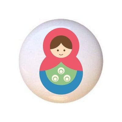 Doll Design #AJ019 - Matryoshka Russian Nesting Dolls Stacking Tea Dolls - DECORATIVE Glossy CERAMIC Cupboard Cabinet PULLS Dresser Drawer KNOBS