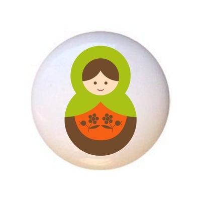 Doll Design #AJ018 - Matryoshka Russian Nesting Dolls Stacking Tea Dolls - DECORATIVE Glossy CERAMIC Cupboard Cabinet PULLS Dresser Drawer KNOBS