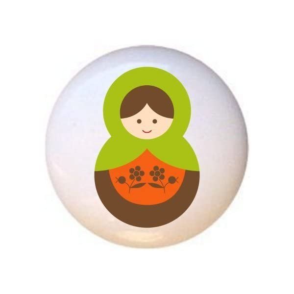 Doll Design #AJ018 - Matryoshka Russian Nesting Dolls Stacking Tea Dolls - DECORATIVE Glossy CERAMIC Cupboard Cabinet PULLS Dresser Drawer KNOBS