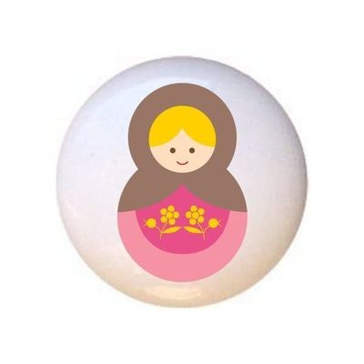 Doll Design #AJ009 - Matryoshka Russian Nesting Dolls Stacking Tea Dolls - DECORATIVE Glossy CERAMIC Cupboard Cabinet PULLS Dresser Drawer KNOBS