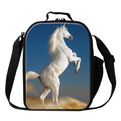 Dispalang Horse 3D Printed Lunch Bags for Children Small Insulated Cooler Bag Messenger Lunch Box Bags