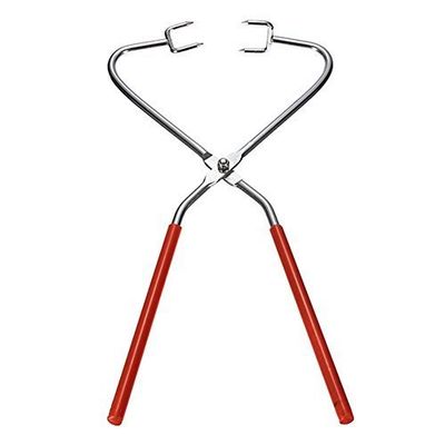Dripping Tongs, Metal Pottery Tongs Dripping Tools with Red Rubber Cover, Stainless steel Clay Modeling Sculpting Ceramics Tool for Colour & Glaze Finishing Craft - 31 x 9.8cm