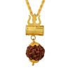 KEASR ZEMS Gold Plated Shiv Shakti Kavach Lord Shiv Trishul Damru Locket with Panchmukhi Rudraksha Bead Religious Pendant for Unisex (6 x 2 x 2 CM) Golden.(1 psc Only Pendant) view 1