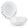 " OCCASIONS " 60 Pieces Plates Pack, Heavyweight Disposable Wedding Party Plastic Bowls (14oz Soup Bowl, White & Silver Rim) view 1