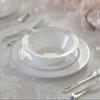 " OCCASIONS " 60 Pieces Plates Pack, Heavyweight Disposable Wedding Party Plastic Bowls (14oz Soup Bowl, White & Silver Rim) view 3