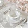 " OCCASIONS " 60 Pieces Plates Pack, Heavyweight Disposable Wedding Party Plastic Bowls (14oz Soup Bowl, White & Silver Rim) view 4