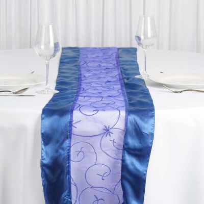 Efavormart 5PCS of Royal Organza Embroidered Premium Table Top Runner for Weddings Party Decor Fit Rectangle and Round Table