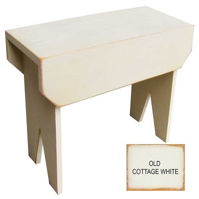 Sawdust City 2 ft Wood Bench Long (Old Cottage White)