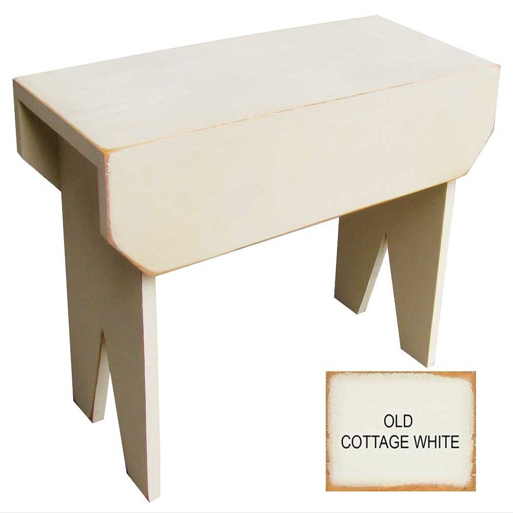 Sawdust City 2 ft Wood Bench Long (Old Cottage White)