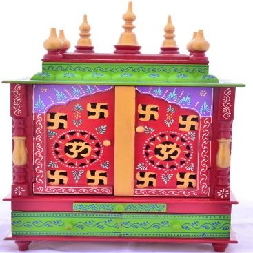 Jodhpur Handicrafts Wooden Home Temple/Wooden Pooja Mandap/Wooden Pooja Mandir with Bulb