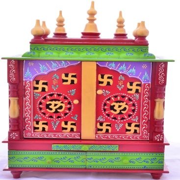 Jodhpur Handicrafts Wooden Home Temple/Wooden Pooja Mandap/Wooden Pooja Mandir with Bulb