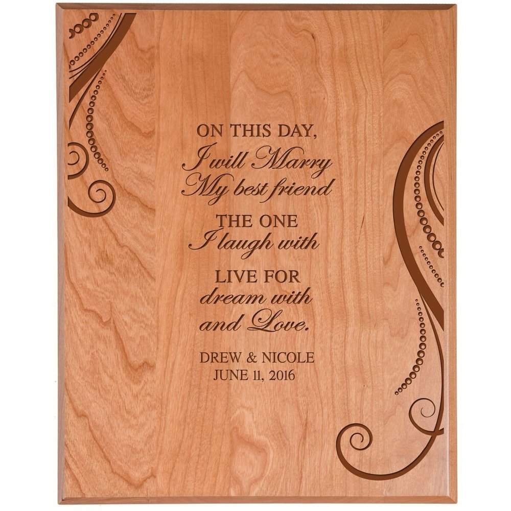 LifeSong Milestones Personalized Wedding Guest Book Gift Every Love Story is Beautiful Mr & Mrs Custom Anniversary Cherry Wood Wedding Memory Album Gift Ideas Made (On This Day 12x18)