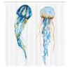 Ambesonne Jellyfish Shower Curtain, Jellyfish Exotic Sea Ocean Creature Aquatic Animals Watercolor Raster Graphic, Cloth Fabric Bathroom Decor Set with Hooks, 69" W x 75" L, Turquoise Blue view 2