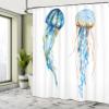 Ambesonne Jellyfish Shower Curtain, Jellyfish Exotic Sea Ocean Creature Aquatic Animals Watercolor Raster Graphic, Cloth Fabric Bathroom Decor Set with Hooks, 69" W x 75" L, Turquoise Blue view 4