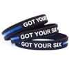 Five (5) of Got Your Six Wristbands with Thin Blue Line view 1