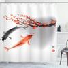 Ambesonne Japanese Shower Curtain, Koi Carp Fish Couple Swimming Cherry Blossom Sakura Branch Culture Design, Cloth Fabric Bathroom Decor Set with Hooks, 69" W x 75" L, Orange Grey view 1
