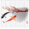 Ambesonne Japanese Shower Curtain, Koi Carp Fish Couple Swimming Cherry Blossom Sakura Branch Culture Design, Cloth Fabric Bathroom Decor Set with Hooks, 69" W x 75" L, Orange Grey view 2