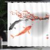 Ambesonne Japanese Shower Curtain, Koi Carp Fish Couple Swimming Cherry Blossom Sakura Branch Culture Design, Cloth Fabric Bathroom Decor Set with Hooks, 69" W x 75" L, Orange Grey view 3