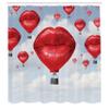 Ambesonne Fantasy Shower Curtain, Woman Lips Shaped Hot Balloons in The Sky Surreal Fun Romantic Design Print, Cloth Fabric Bathroom Decor Set with Hooks, 69" W x 70" L, Pale Blue Red view 2