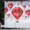 Ambesonne Fantasy Shower Curtain, Woman Lips Shaped Hot Balloons in The Sky Surreal Fun Romantic Design Print, Cloth Fabric Bathroom Decor Set with Hooks, 69" W x 70" L, Pale Blue Red view 3