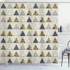 Ambesonne Geometric Shower Curtain, Abstract Hand Drawn Triangles with Minimalist Modern Native Boho Style Illustration, Cloth Fabric Bathroom Decor Set with Hooks, 69" W x 70" L, Taupe view 1