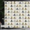 Ambesonne Geometric Shower Curtain, Abstract Hand Drawn Triangles with Minimalist Modern Native Boho Style Illustration, Cloth Fabric Bathroom Decor Set with Hooks, 69" W x 70" L, Taupe view 3