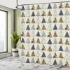 Ambesonne Geometric Shower Curtain, Abstract Hand Drawn Triangles with Minimalist Modern Native Boho Style Illustration, Cloth Fabric Bathroom Decor Set with Hooks, 69" W x 70" L, Taupe view 4