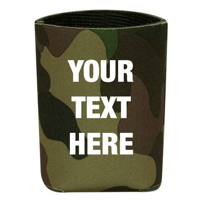 12 pieces Custom Personalized Insulated Beverage Holder Your Text Here Beer Can Insulators, Coolies for 12 ounce Cans and Bottles (Camo)