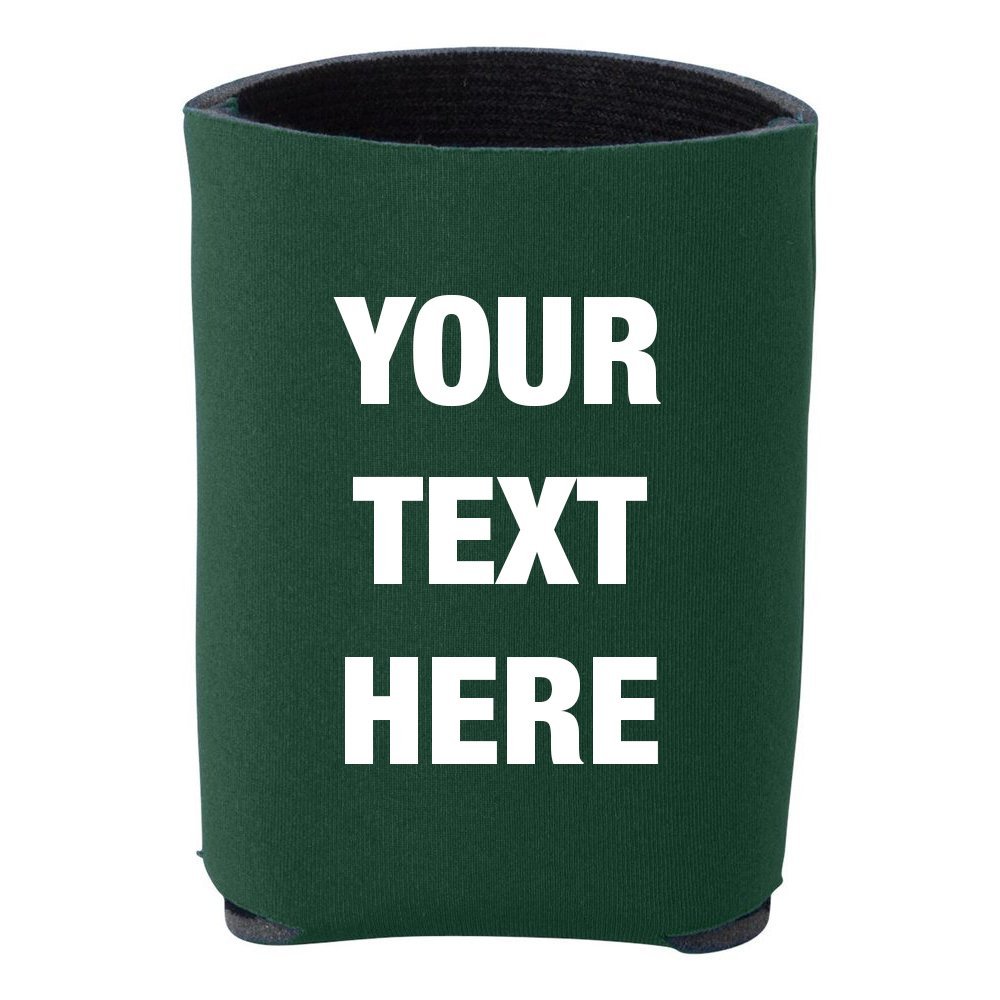 12 pieces Custom Personalized Insulated Beverage Holder Your Text Here Beer Can Insulators, Coolies for 12 ounce Cans and Bottles (Forest)