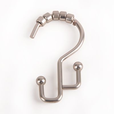 Utopia Alley Shower Hooks - Double Shower Curtain Rings for Bathroom - Rust Resistant Shower Curtain Hooks for Shower Curtain or Liner - Double Roller Shower Curtain Hooks - Set of 12, Brushed Nickel