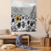 Ambesonne Modern Tapestry, Sunflower Field Black and White a Single Yellow Flower Spring Landscape Individuality, Wall Hanging for Bedroom Living Room Dorm Decor, 60" X 80", Grey view 1