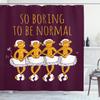 Ambesonne Animal Shower Curtain, Funny Ballerina Dancing Monkeys with So Boring to Be Normal Words Print, Cloth Fabric Bathroom Decor Set with Hooks, 69" W x 84" L, Maroon and Marigold view 1